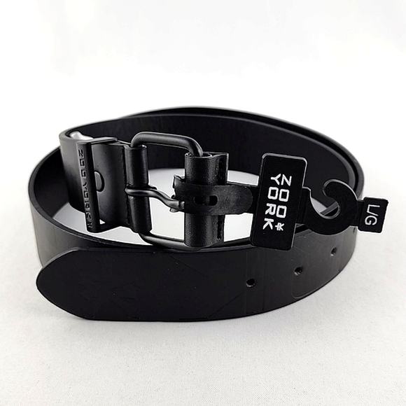 Zoo York  Men's Black Faux Leather Adjustable Belt Black Metal Buckle Size Large - Picture 1 of 7